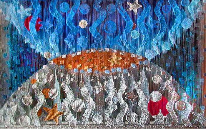 Perfect Union, contemporary woven tapestry by Susan Klebanoff