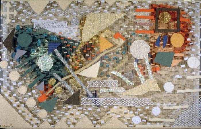 Portrait of a Traveler, contemporary woven tapestry by Susan Klebanoff